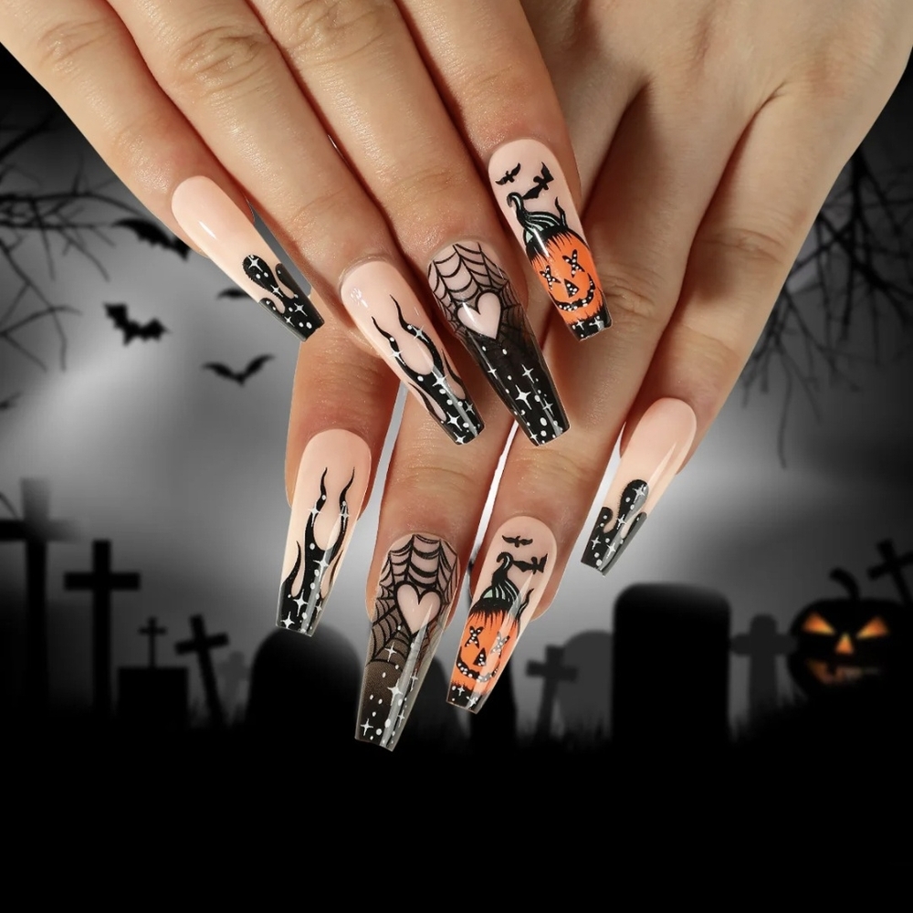 Halloween Themed Nail Art with Spooky Designs
